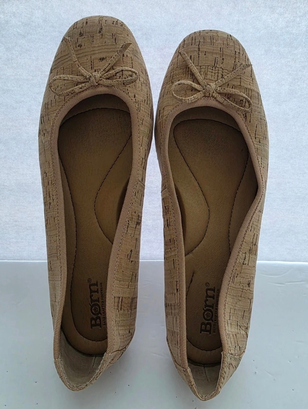 BORN Women's Brin Comfort Flats Slip On Shoes In Natural Cork Tan Ballet Sz 9M